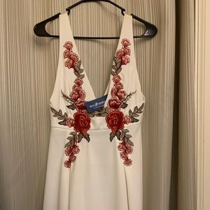 White dress with red flowers